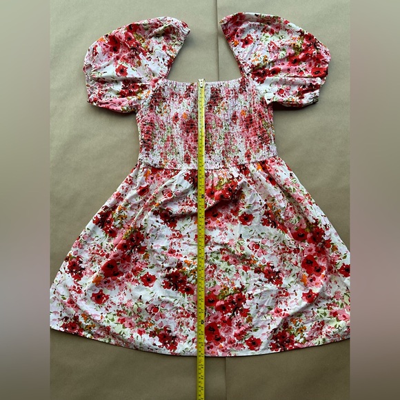 H&M Red and Pink Floral Midi Dress - Picture 6 of 7